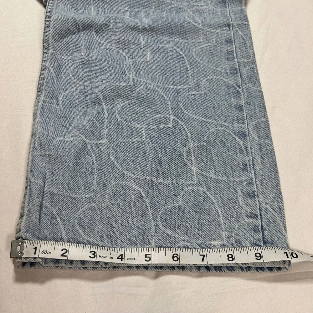 Aeropostale Blue Baggy Wide Leg Jeans Womens‎ 2 Regular All Over Hearts 30x32